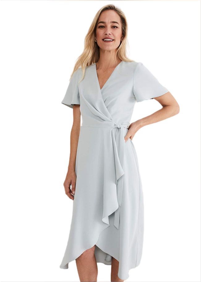  Julissa Ruffle Wrap Midi Dress Eau De Nil 221337479