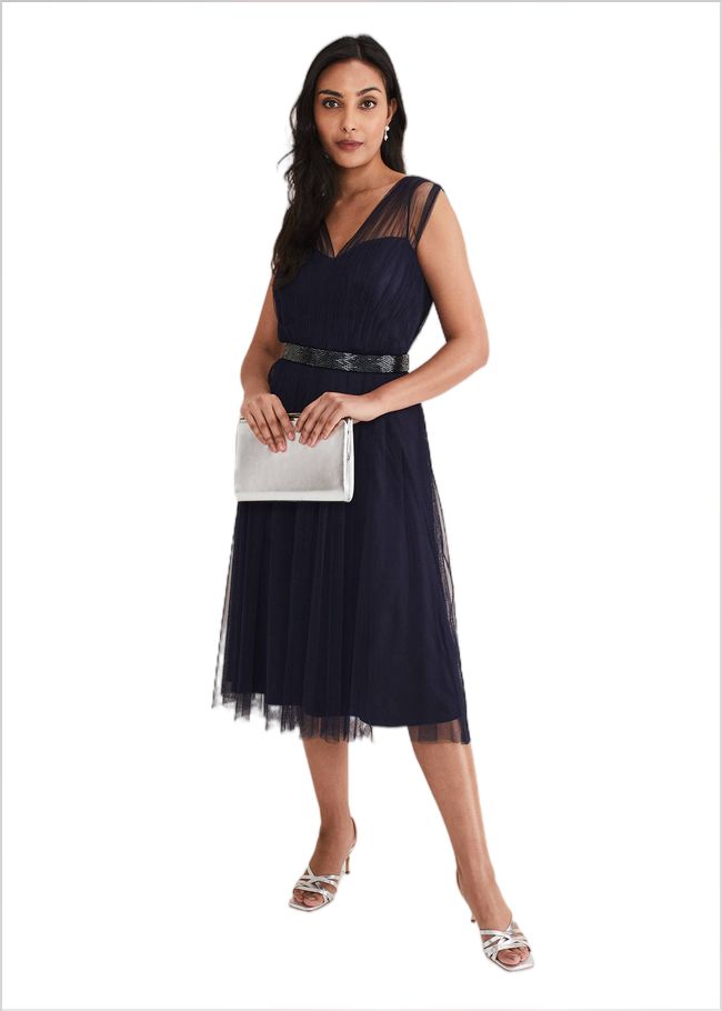  Petite Ella Tulle Dress Navy 221344351