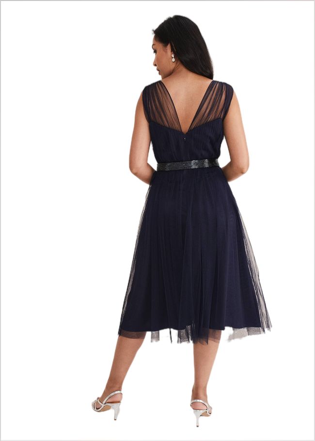  Petite Ella Tulle Dress Navy 221344351