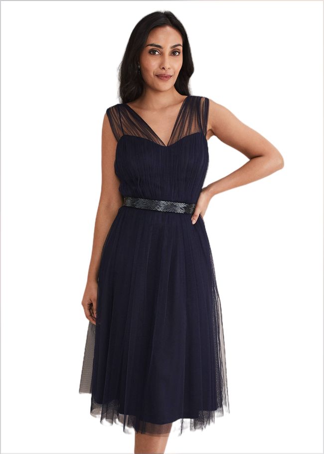  Petite Ella Tulle Dress Navy 221344351