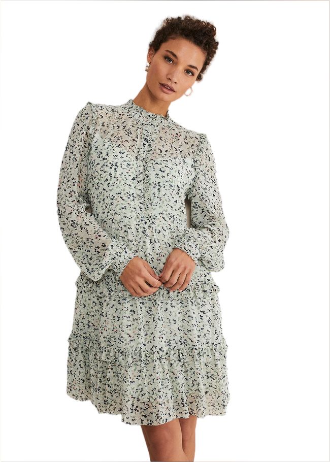  Harlow Floral Tiered Mini Dress Eau De Nil/Multi 221347799