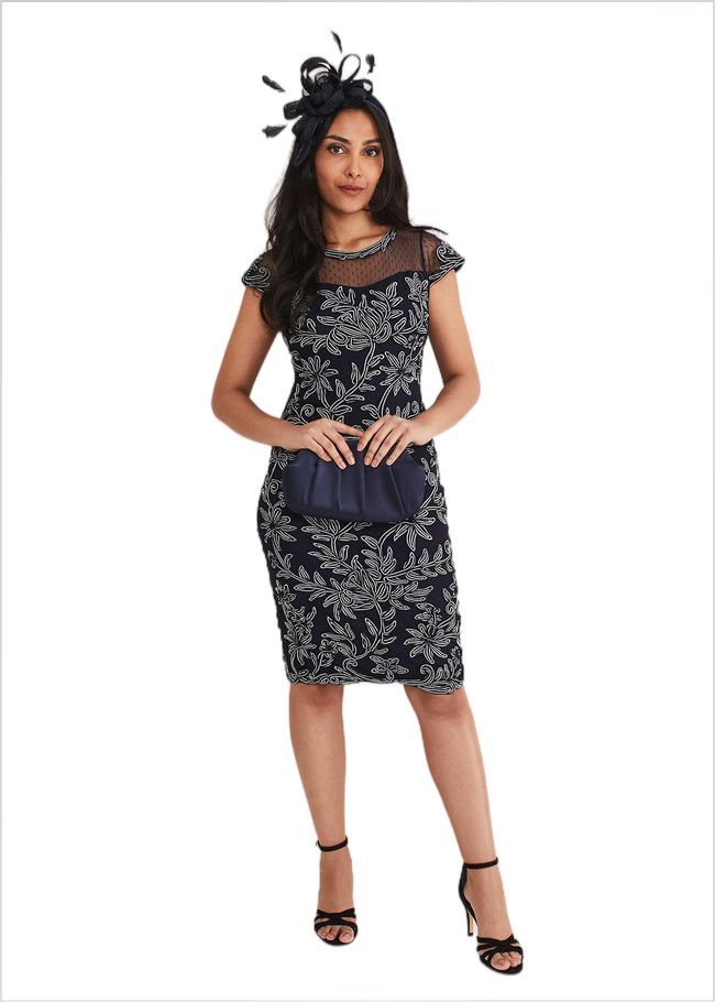  Petite Zila Tapework Dress Navy/Ivory 221350287