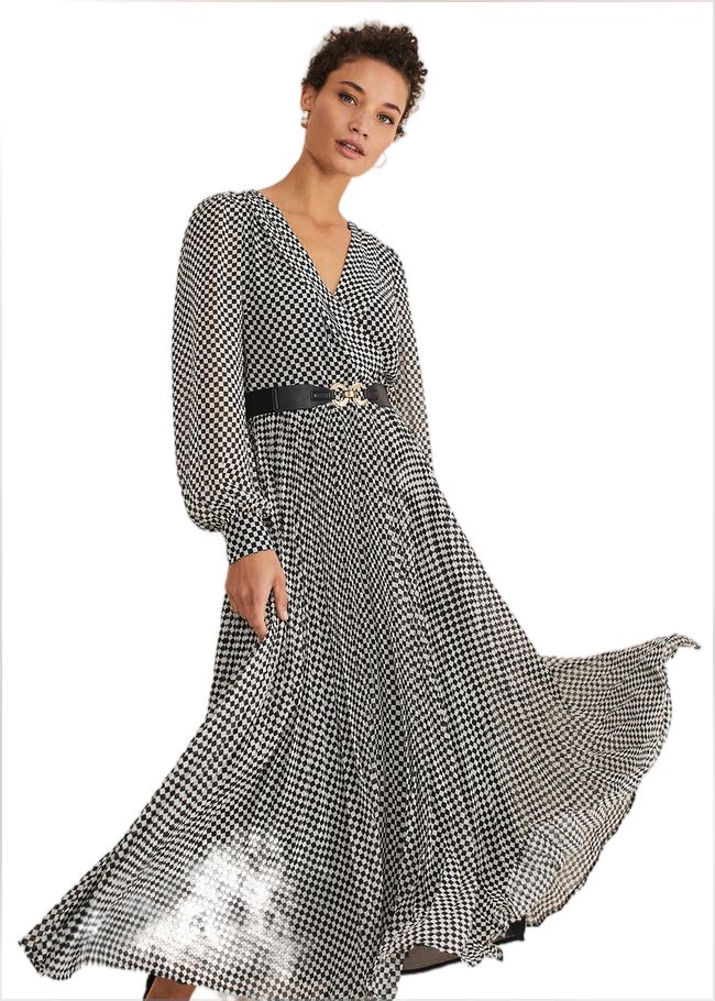  Carmen Checked Midaxi Dress Black/White 221354725