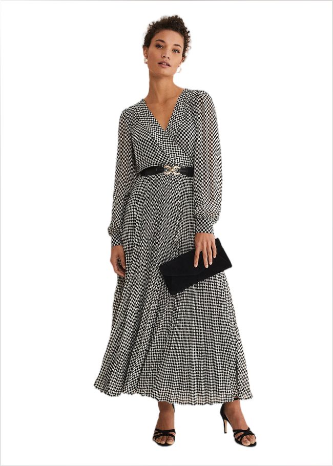  Carmen Checked Midaxi Dress Black/White 221354725