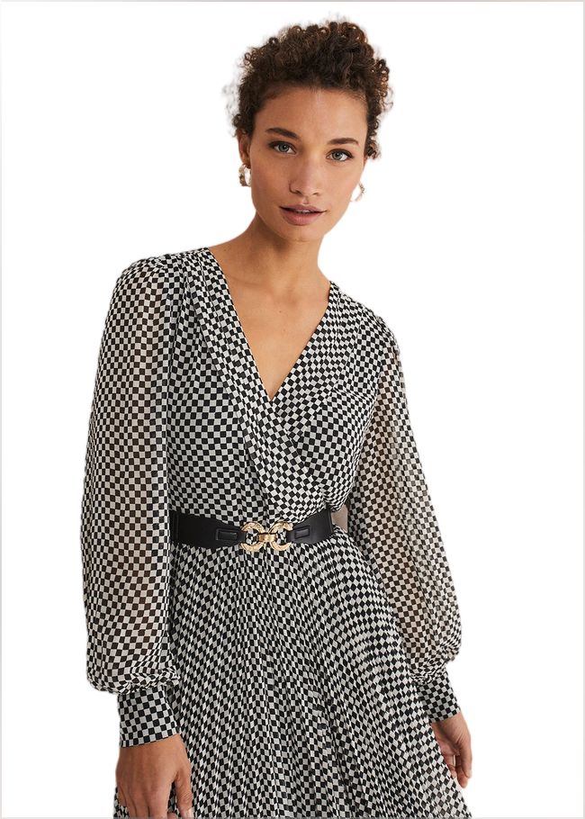  Carmen Checked Midaxi Dress Black/White 221354725