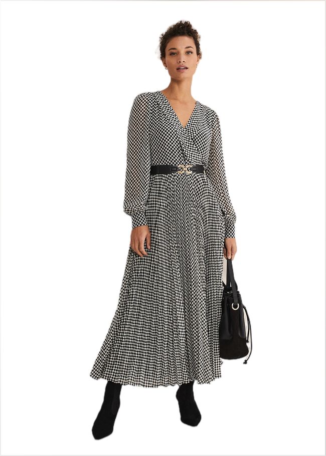  Carmen Checked Midaxi Dress Black/White 221354725