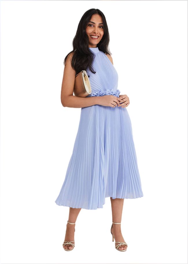  Petite Simara Pleated Midi Dress Cornflower 221360853