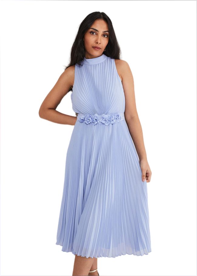  Petite Simara Pleated Midi Dress Cornflower 221360853