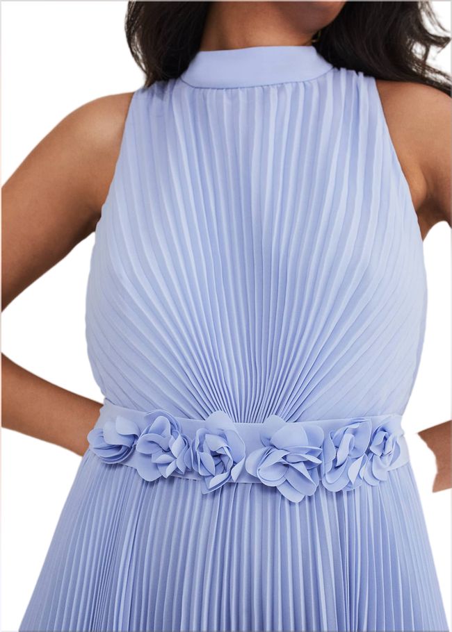  Petite Simara Pleated Midi Dress Cornflower 221360853