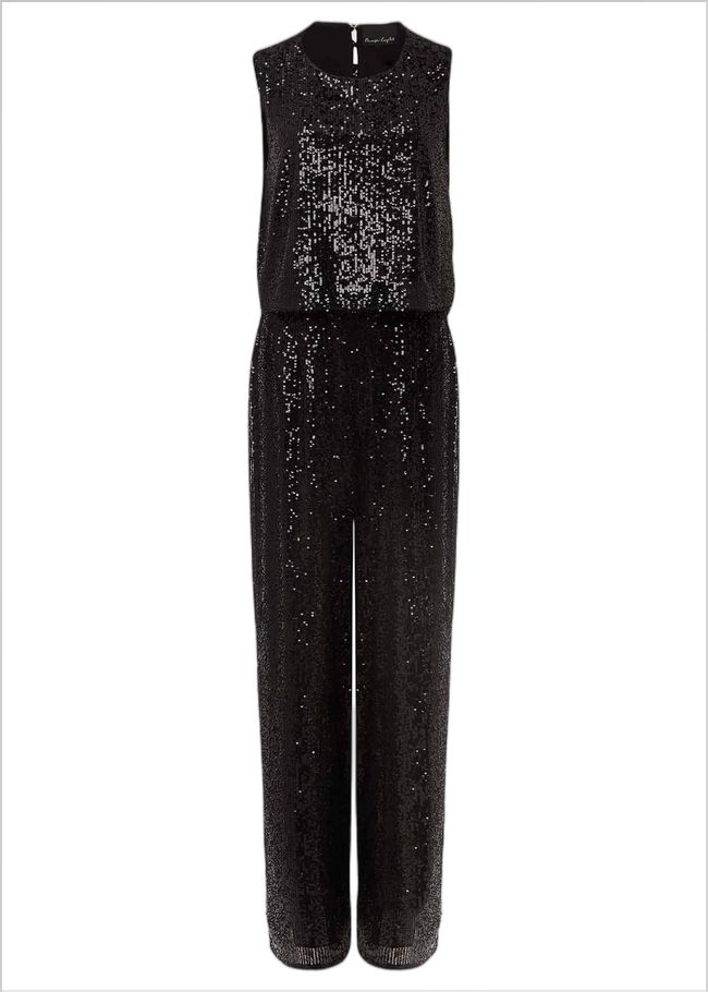  Aubrey Black Sequin Wide Leg Jumpsuit Black 221363050