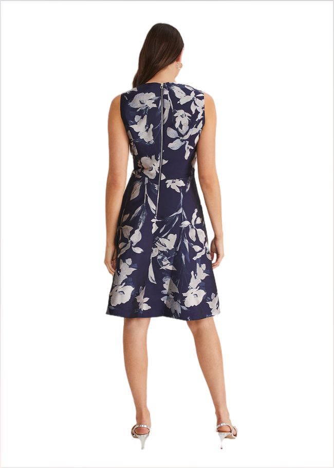  Cassy Jaquard Floral Midi Dress Navy/Multi 221365493