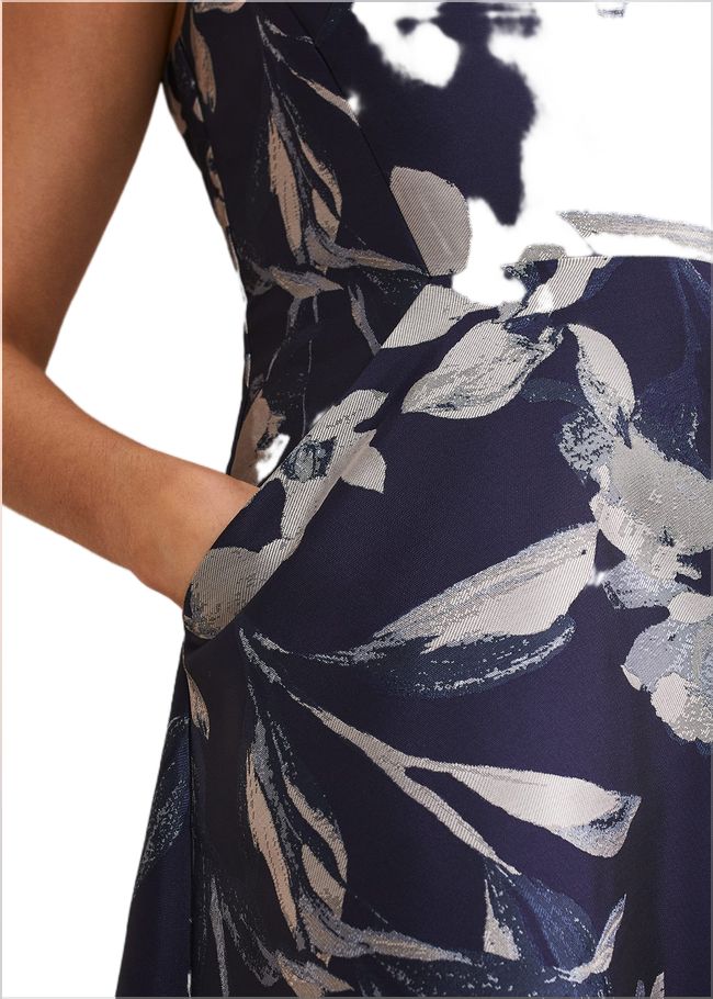  Cassy Jaquard Floral Midi Dress Navy/Multi 221365493