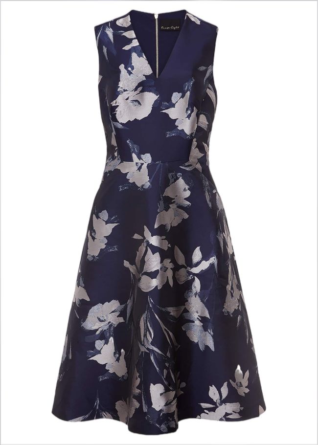  Cassy Jaquard Floral Midi Dress Navy/Multi 221365493