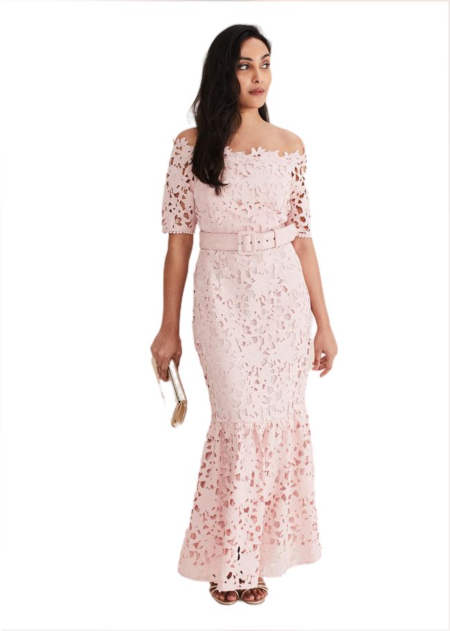  Petite Tallula Lace Bardot Maxi Dress Petal Pink 221369529