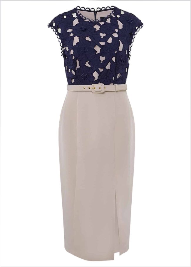  Zita Lace Sleeveless Dress Latte/Navy 221370783