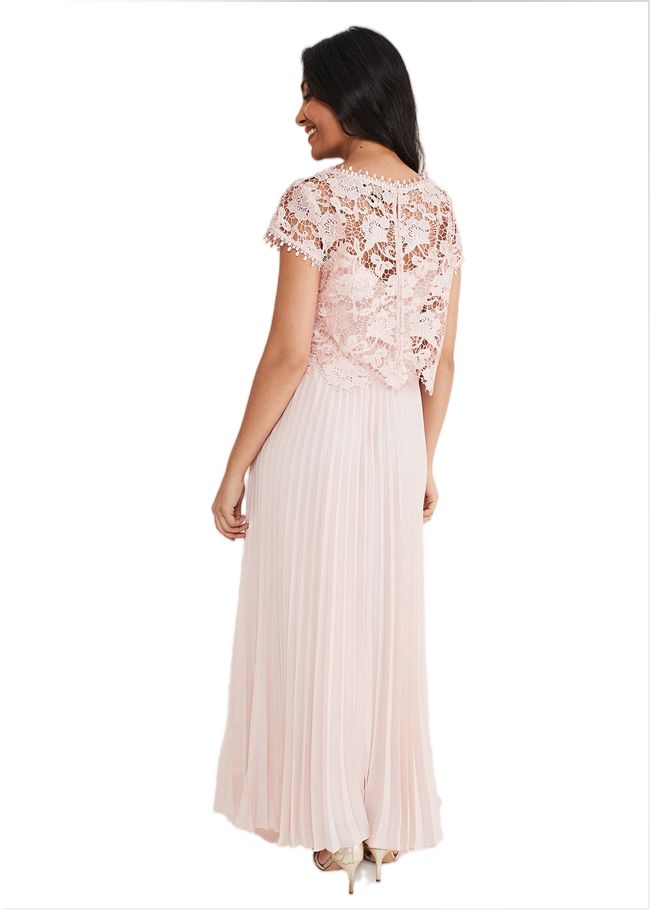  Petite Michelle Lace Pleat Maxi Dress Antique Rose 221374840