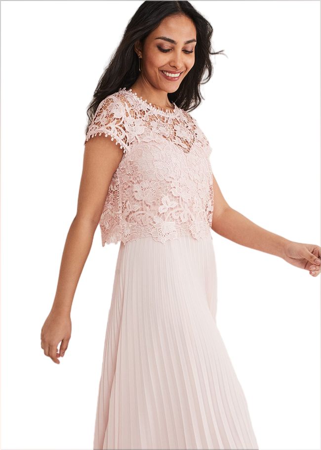  Petite Michelle Lace Pleat Maxi Dress Antique Rose 221374840