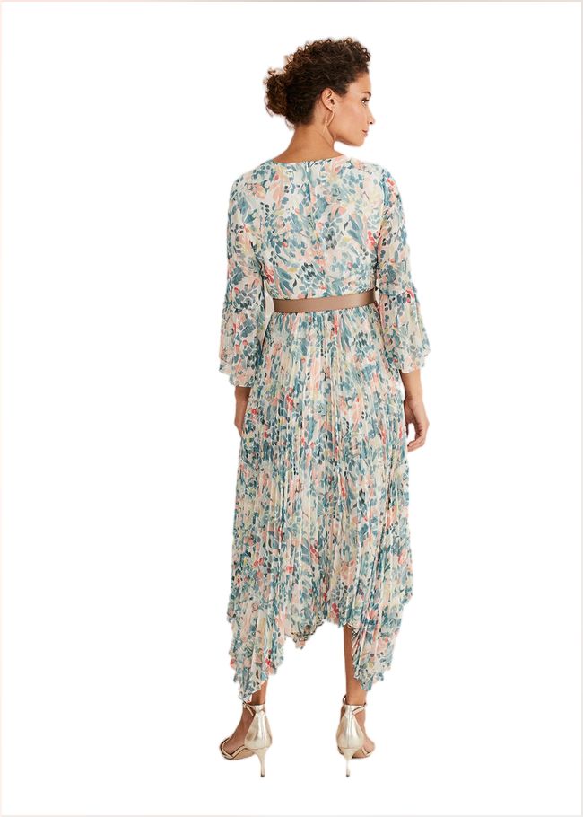  Dani Floral Pleated Midi Dress Multi-Coloured 221375000