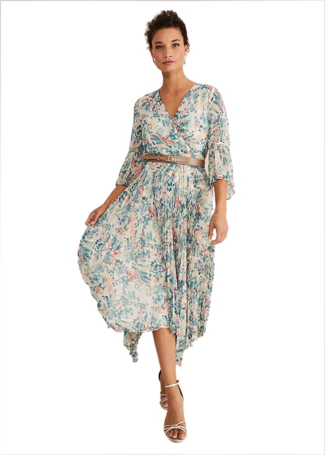  Dani Floral Pleated Midi Dress Multi-Coloured 221375000