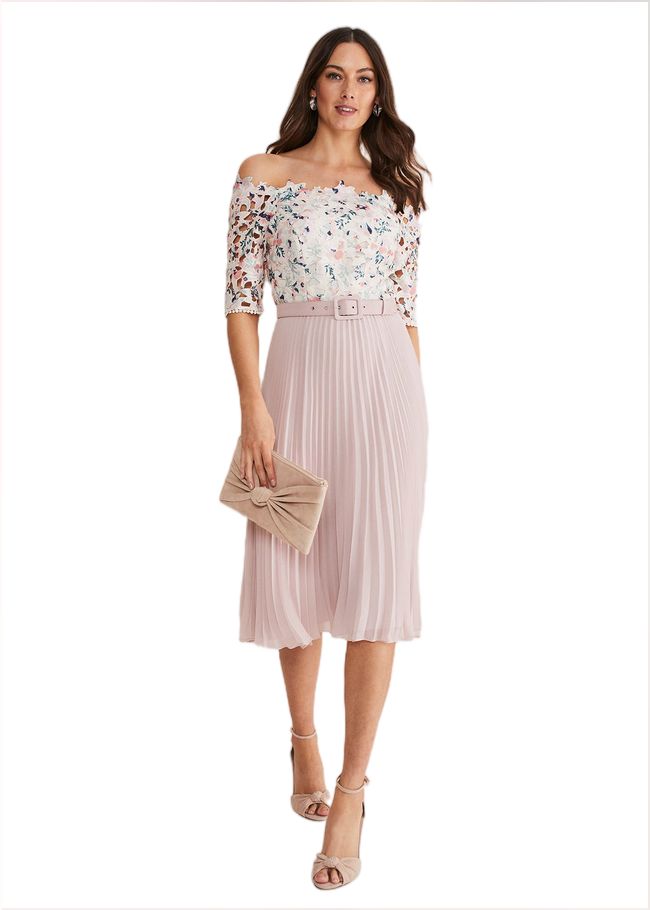  Franky Floral Lace Midi Dress Buttermilk/Multi 221377801