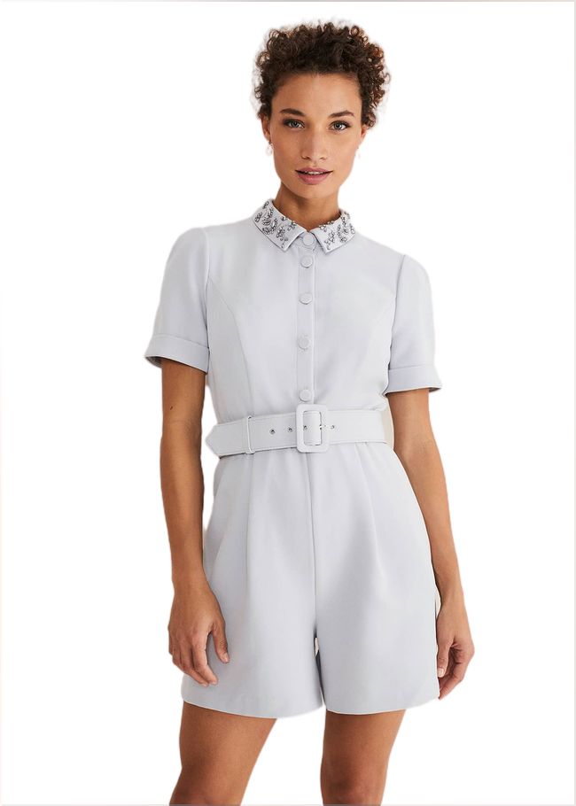  Etta Embelished Collar Playsuit Pale Blue 221386409