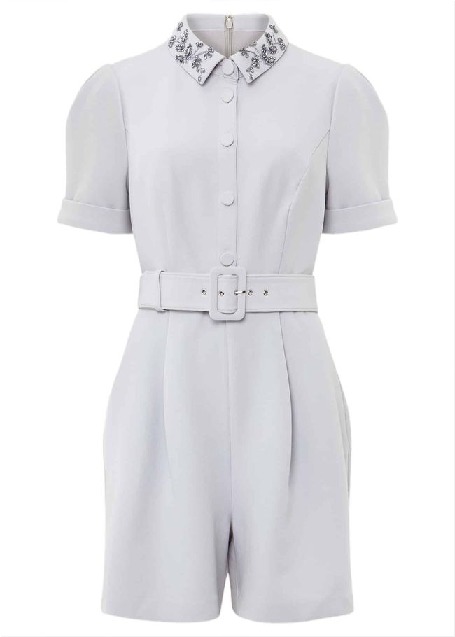  Etta Embelished Collar Playsuit Pale Blue 221386409