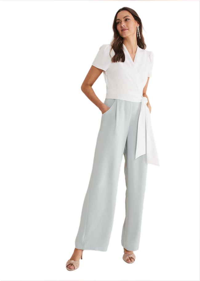  Eloise Wide Leg Jumpsuit Eau De Nil/Ivory 221397937