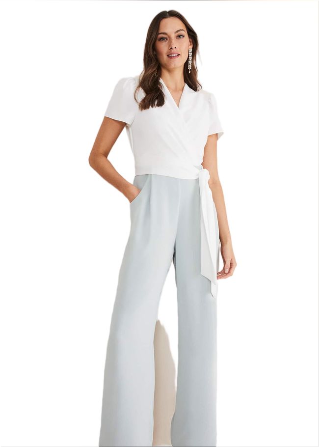  Eloise Wide Leg Jumpsuit Eau De Nil/Ivory 221397937