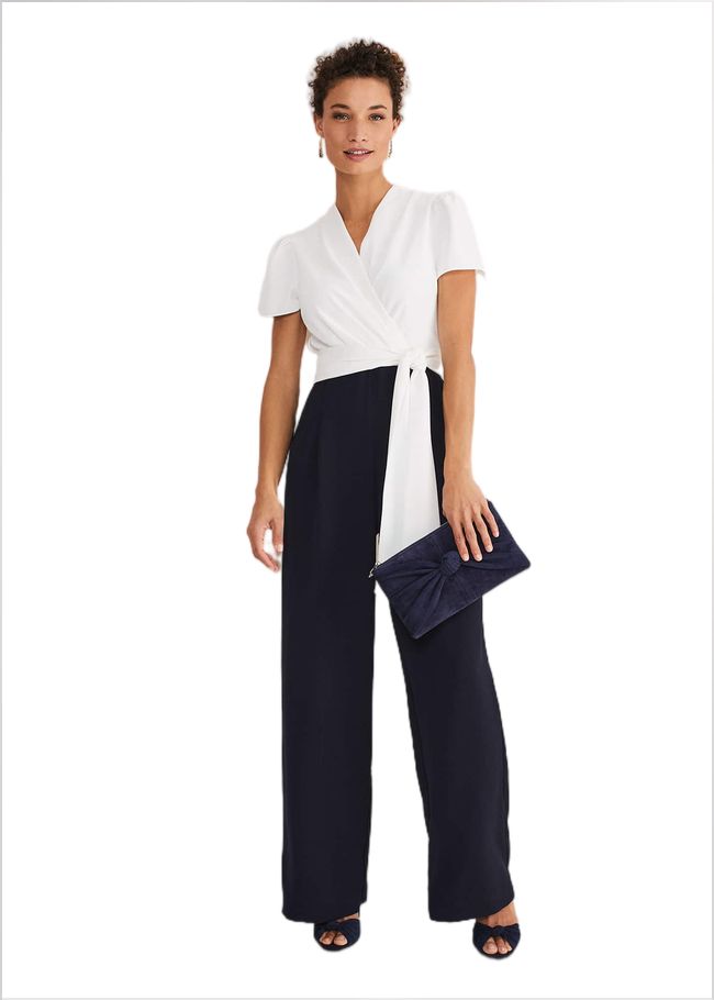  Eloise Wide Leg Jumpsuit Ivory/Navy 221398398