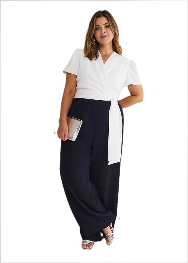  Eloise Wide Leg Jumpsuit Ivory/Navy 221398398