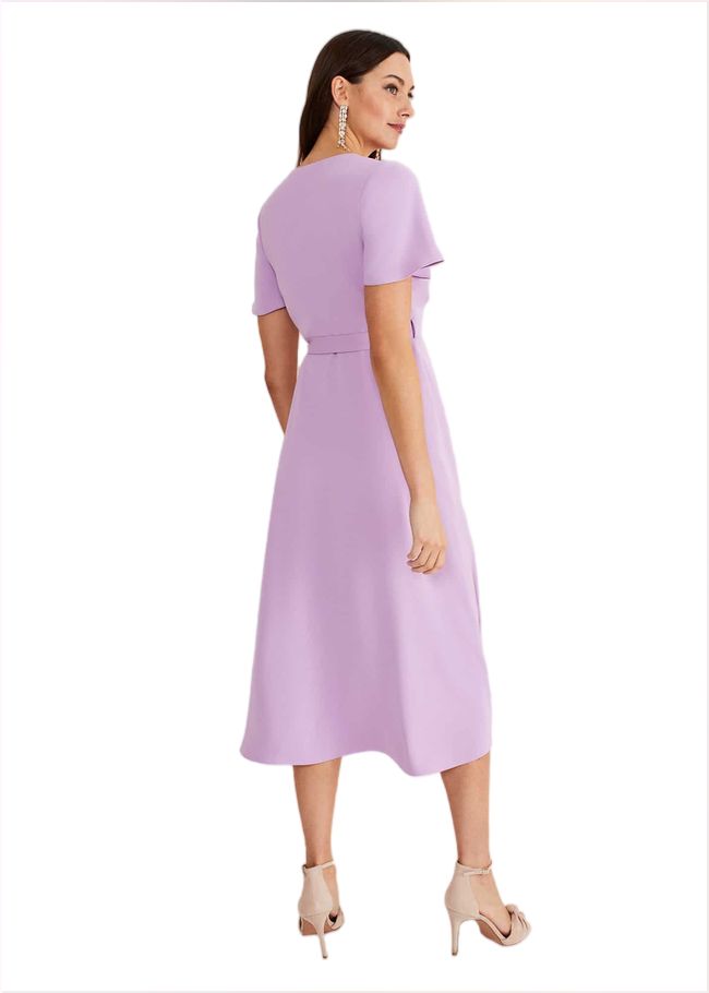  Julissa Ruffle Wrap Midi Dress Crocus 221400724