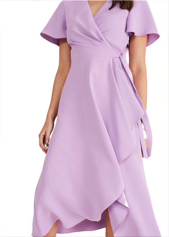  Julissa Ruffle Wrap Midi Dress Crocus 221400724