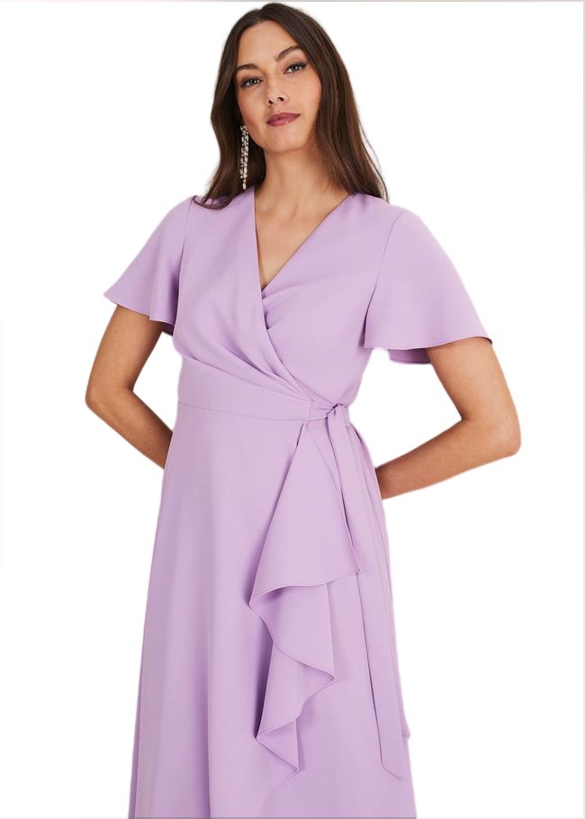  Julissa Ruffle Wrap Midi Dress Crocus 221400724