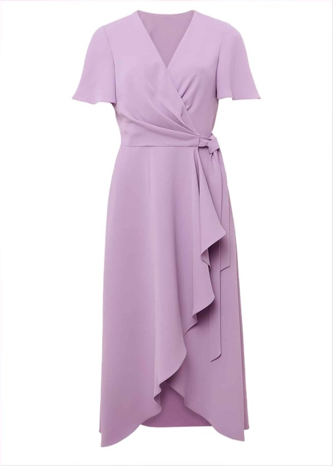  Julissa Ruffle Wrap Midi Dress Crocus 221400724