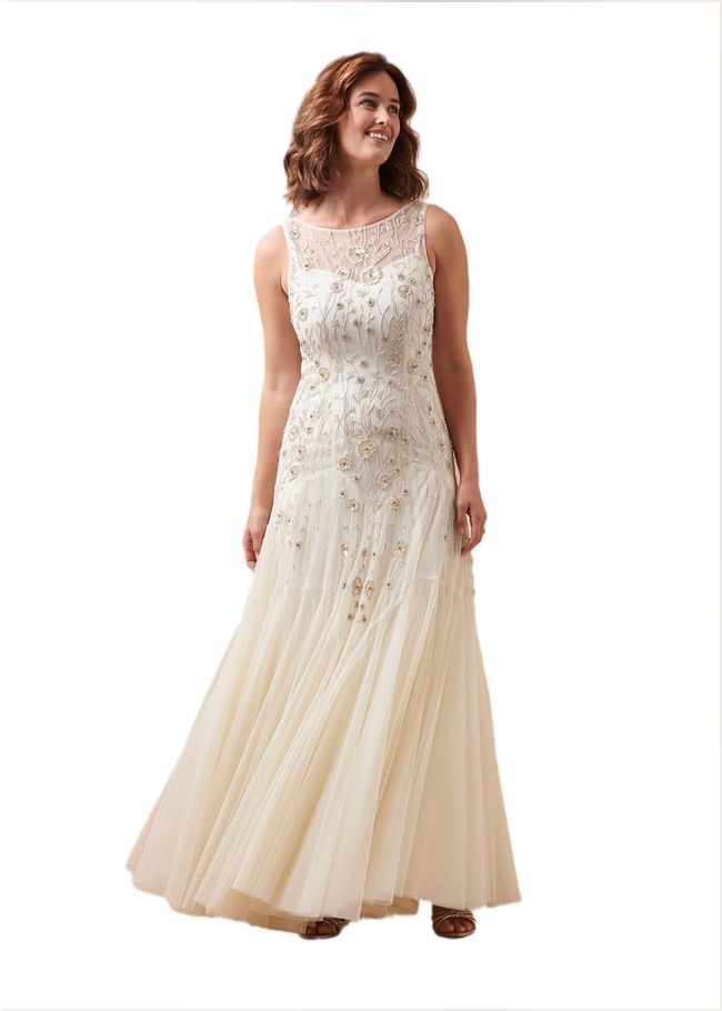  Milana Beaded Tulle Maxi Wedding Dress Parchment 221411863