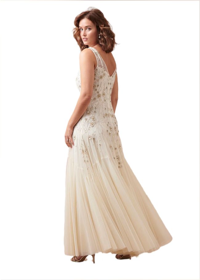  Milana Beaded Tulle Maxi Wedding Dress Parchment 221411863