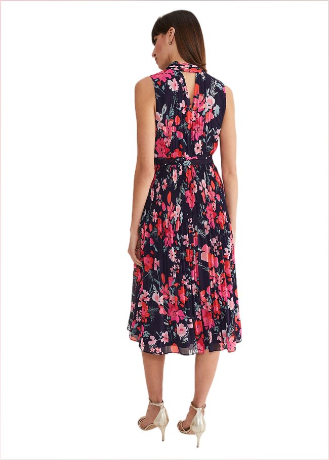  Tillie Floral Pleated Midi Dress Navy/Multi 221418493