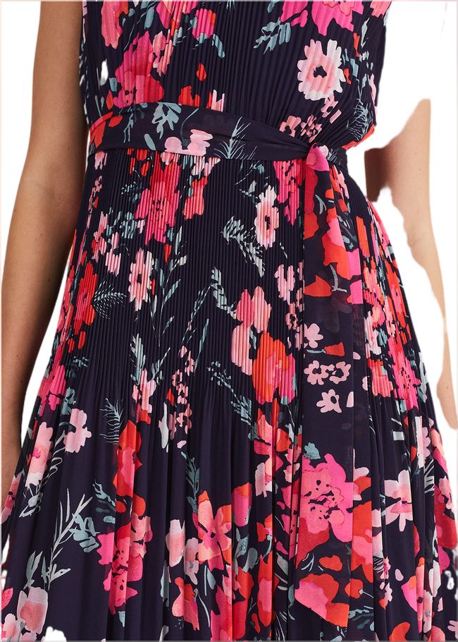  Tillie Floral Pleated Midi Dress Navy/Multi 221418493