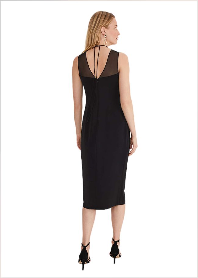  Leah Ruched Midi Dress Black 221419050