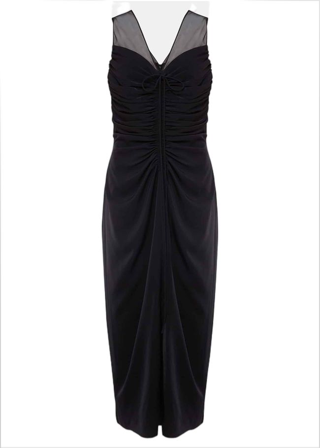  Leah Ruched Midi Dress Black 221419050