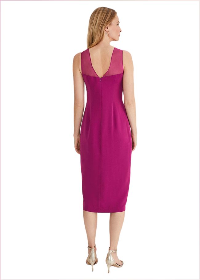  Leah Ruched Midi Dress Magenta 221420463