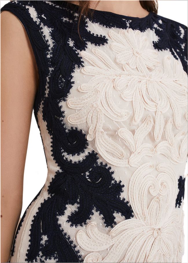  Salima Tapework Dress Navy/Ivory 221422287