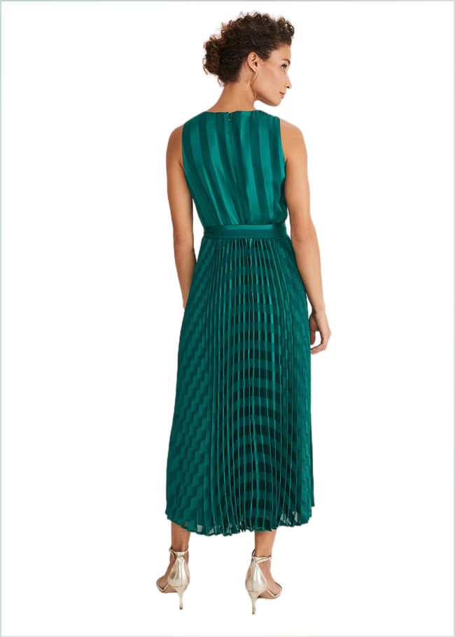  Beverley Stripe Jacquard Midaxi Dress Jade 221423452