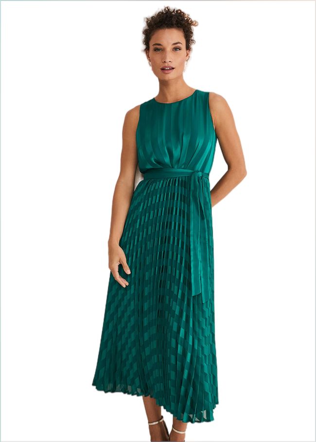  Beverley Stripe Jacquard Midaxi Dress Jade 221423452