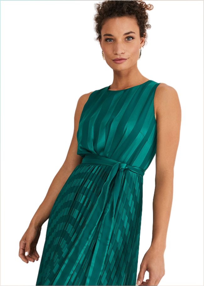  Beverley Stripe Jacquard Midaxi Dress Jade 221423452