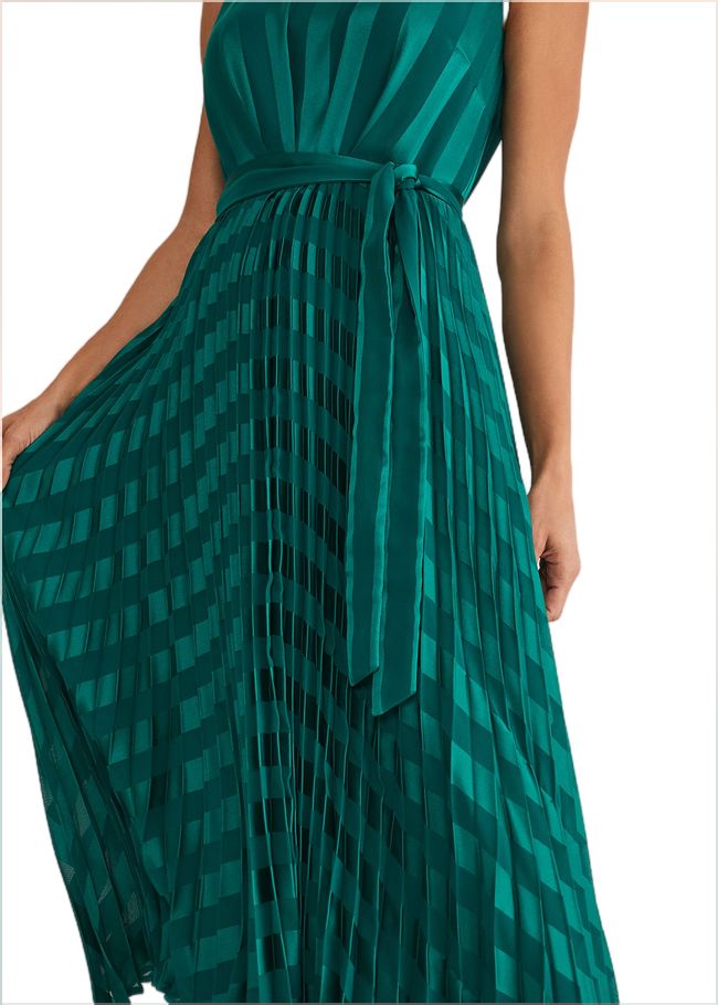  Beverley Stripe Jacquard Midaxi Dress Jade 221423452