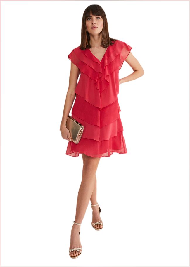  Sage Pleated Ruffle Mini Dress Raspberry 221425736