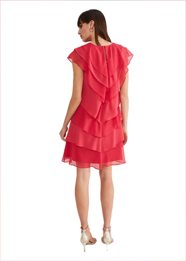  Sage Pleated Ruffle Mini Dress Raspberry 221425736