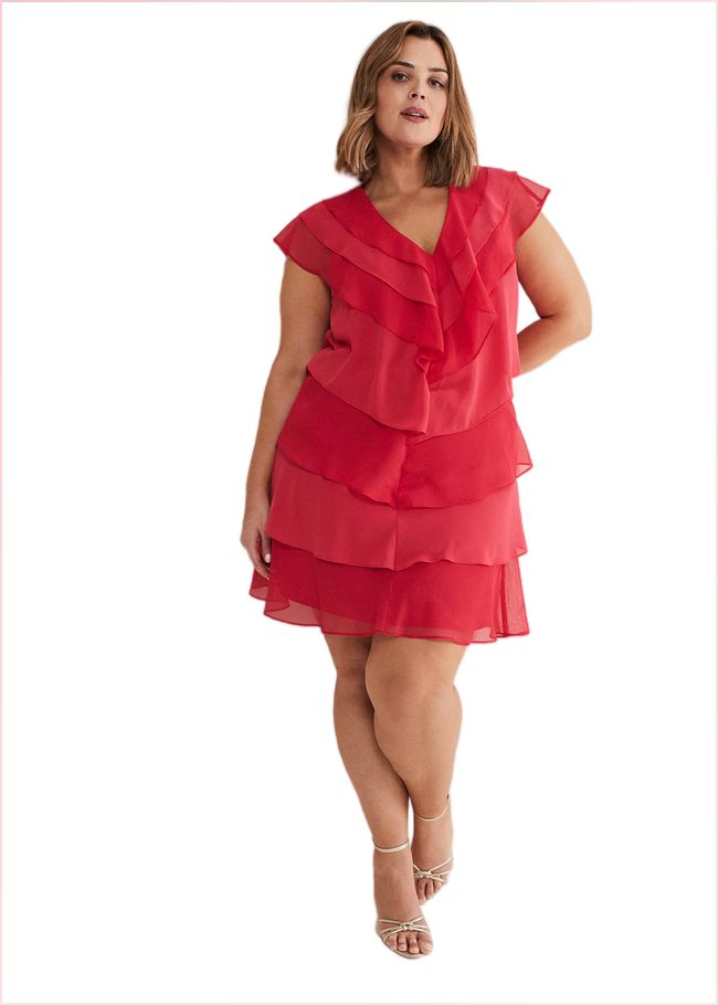  Sage Pleated Ruffle Mini Dress Raspberry 221425736