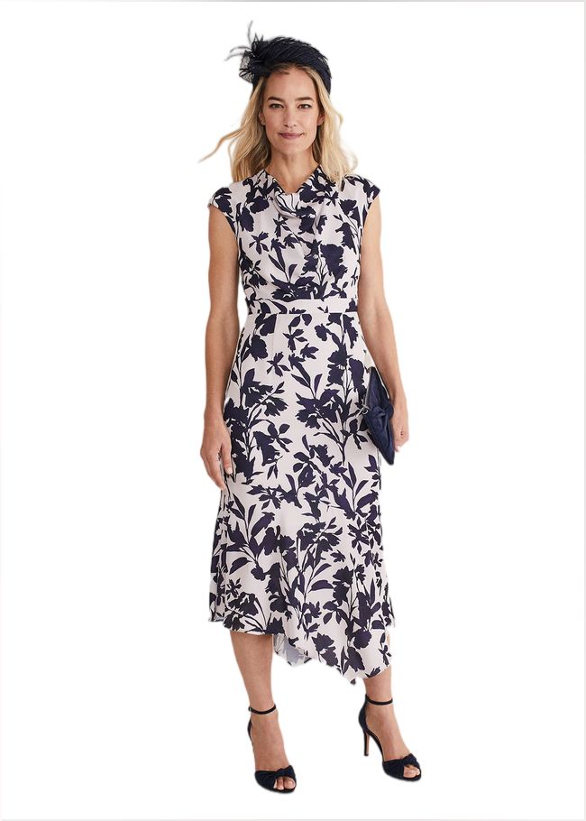  Willow Floral Cowl Neck Midi Dress Latte/Multi 221432817